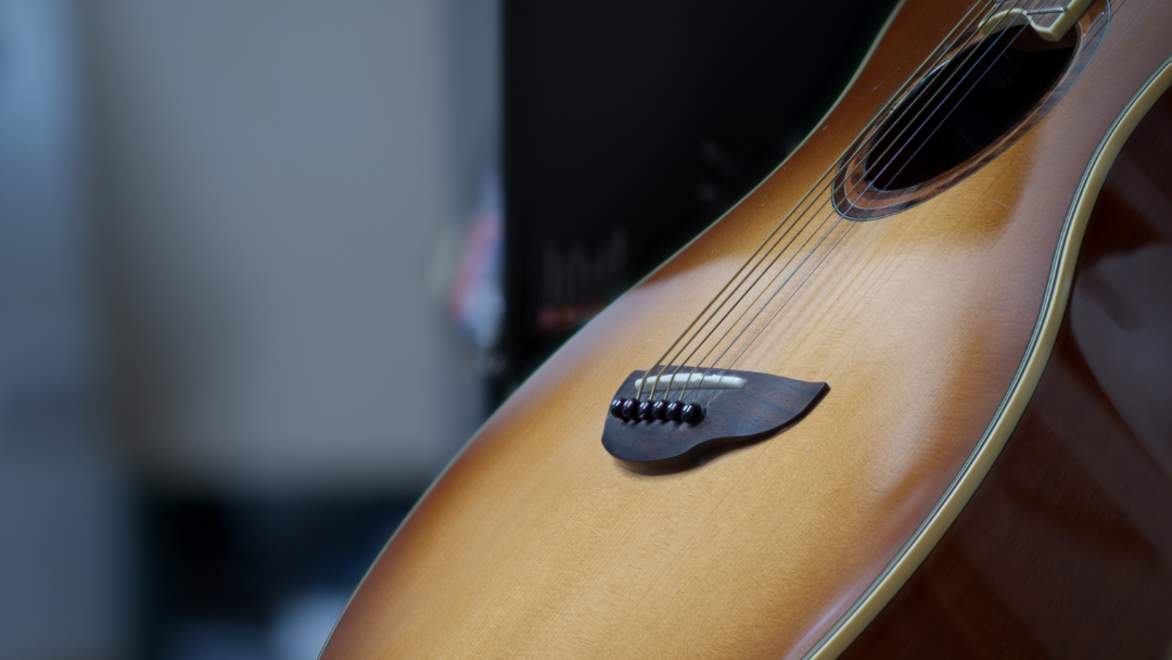 Ayrshire Recording Studio. Acoustic guitar focus stacked photograph.
